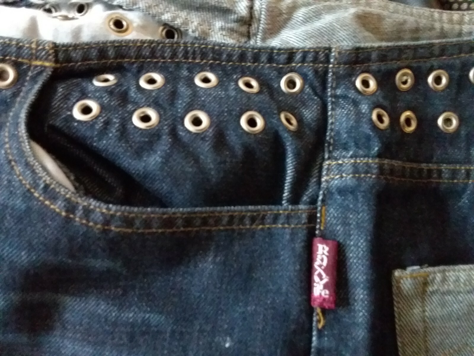 RARE QUIKSILVER ROXY LIFE BLUE BOOTCUT JEANS METAL HOOP DETAIL SIZE4 32W 32L