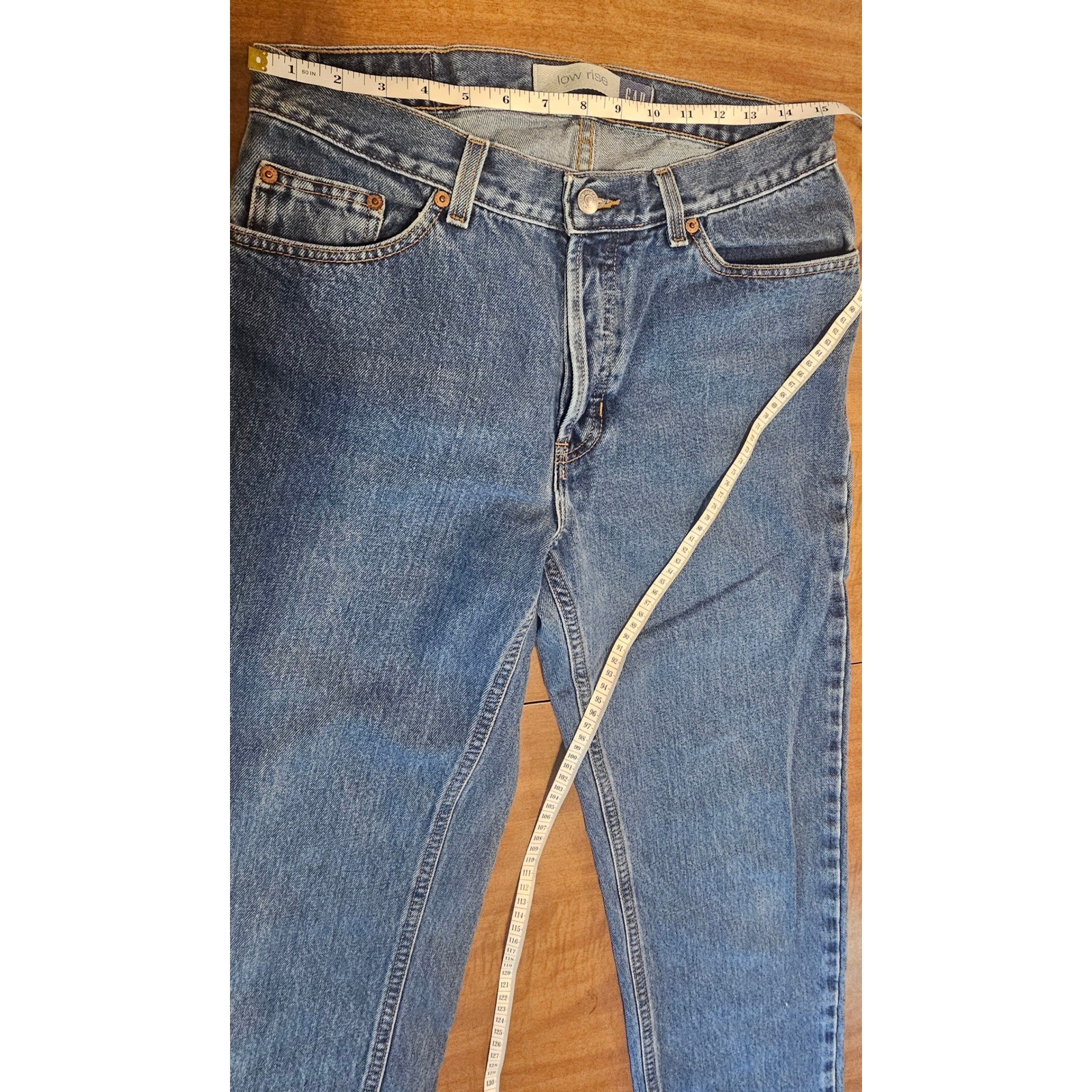 Men’s Gap Low Rise Jean Blue buttonfly Medium Wash Y2K straight leg 30×30 MJ1