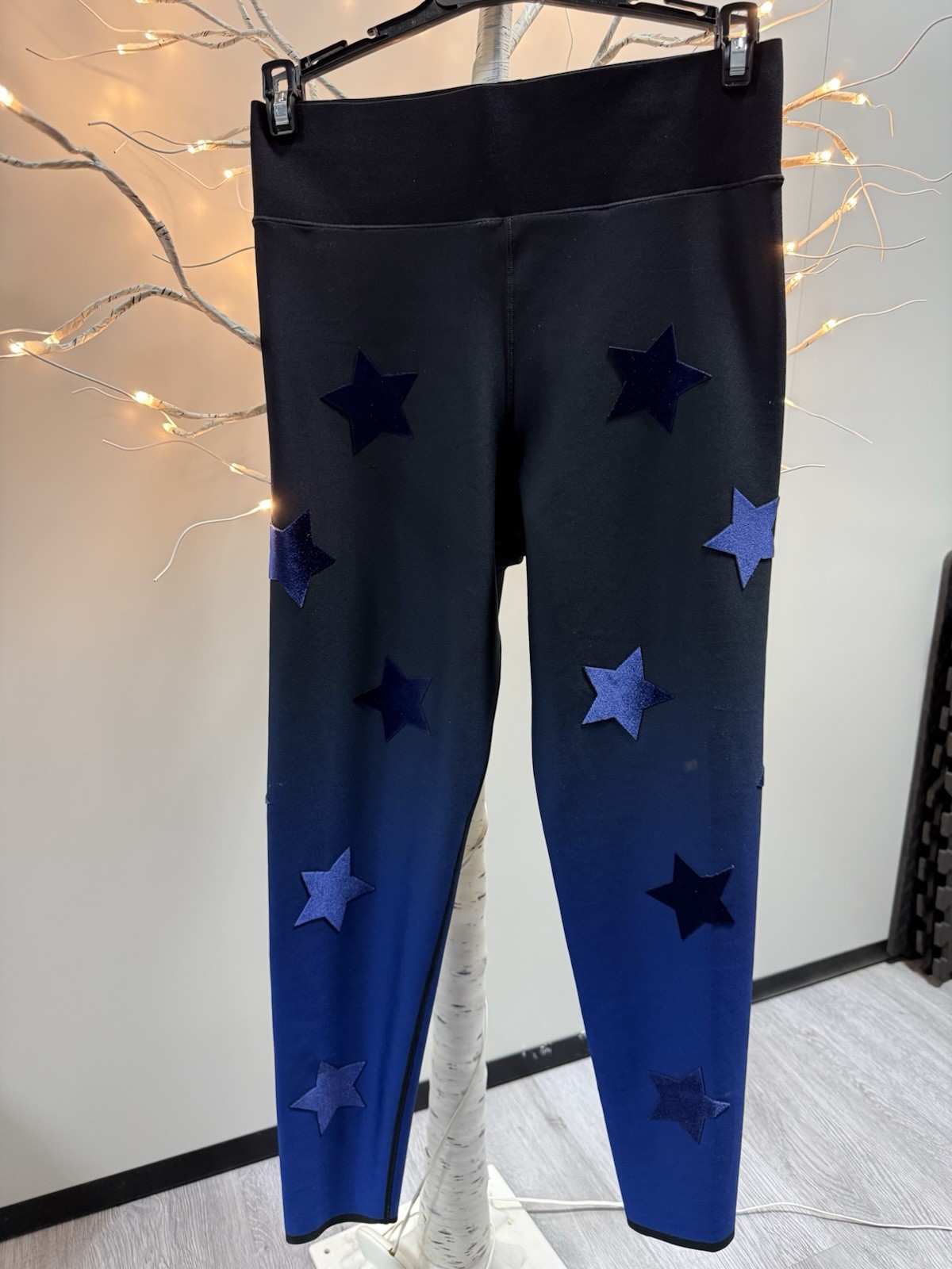 NWT Ultracor Velvet Star Ombre Leggings (Ultra High model), Black/Blue, Size S