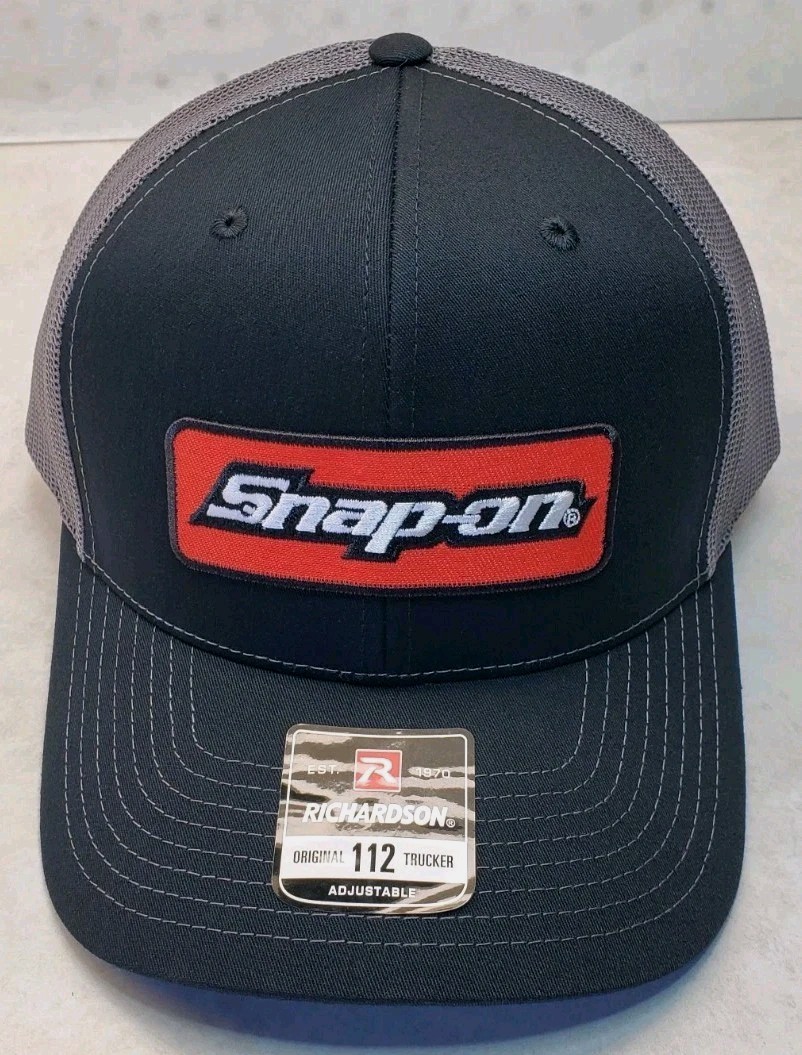 Snap-on Patch on Richardson 112 Trucker Hat Snapback Black/Charcoal