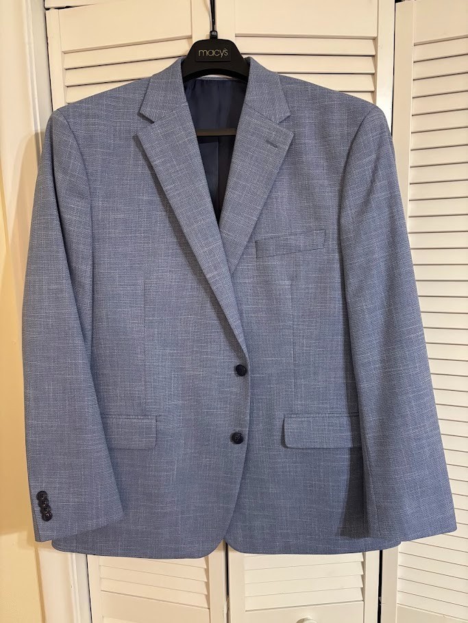 Michael Kors Suit Jacket Mens 46R Light Blue Textured Stretch Blazer Sport Coat