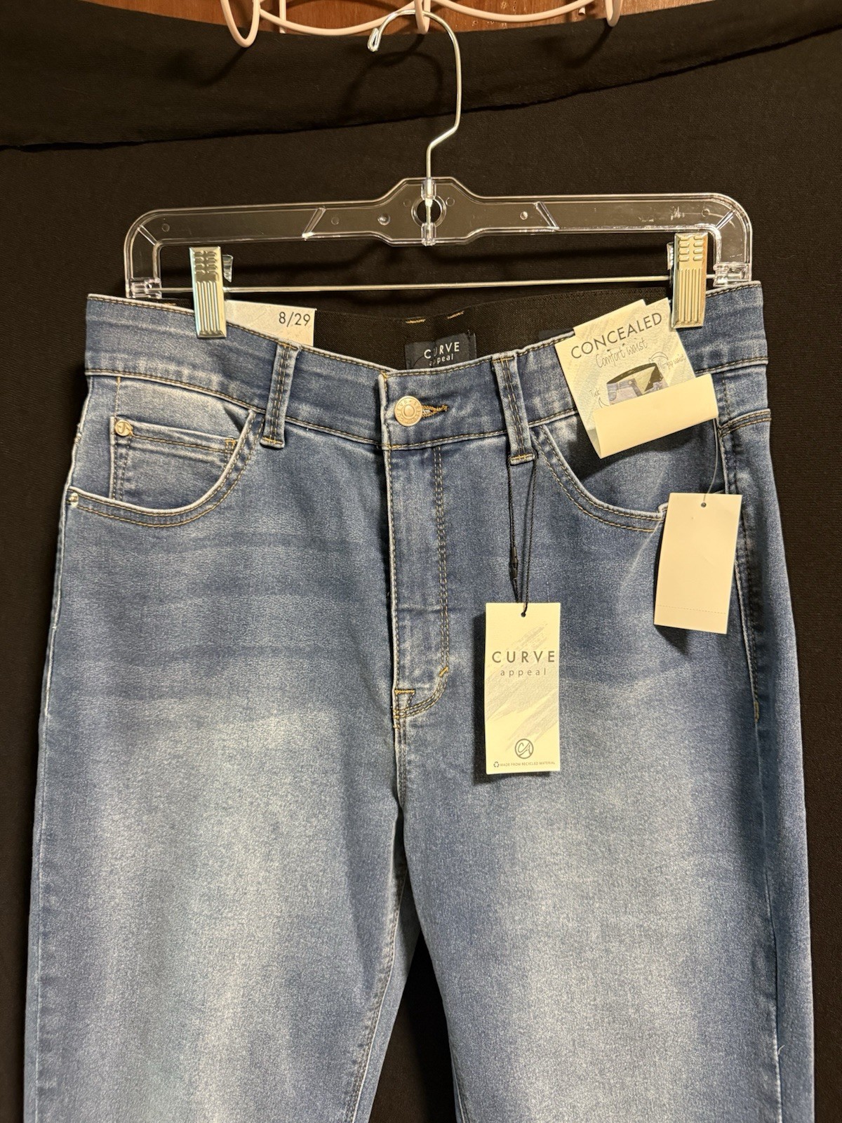 Curve Appeal Women’s Blue Medium Wash Denim Skinny Jeans Stretch 5-Pocket Zip