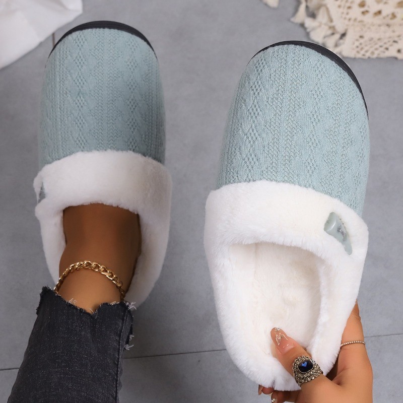 Ladies Indoor House Slippers, Warm Plush Non-Slip Fleece Lined Shoes
