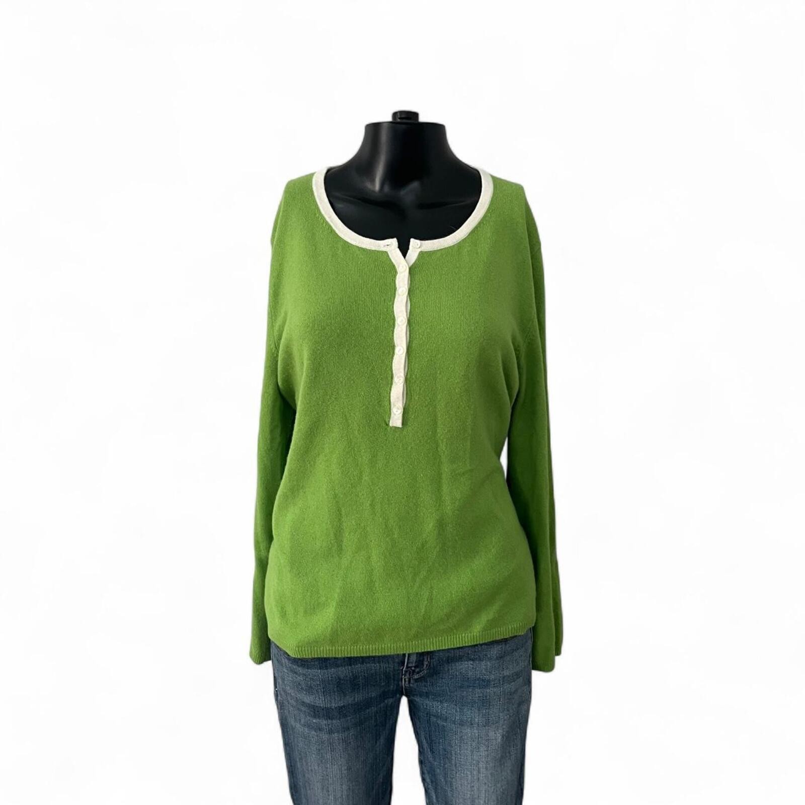 Talbots Vintage 90s Green Henley Sweater