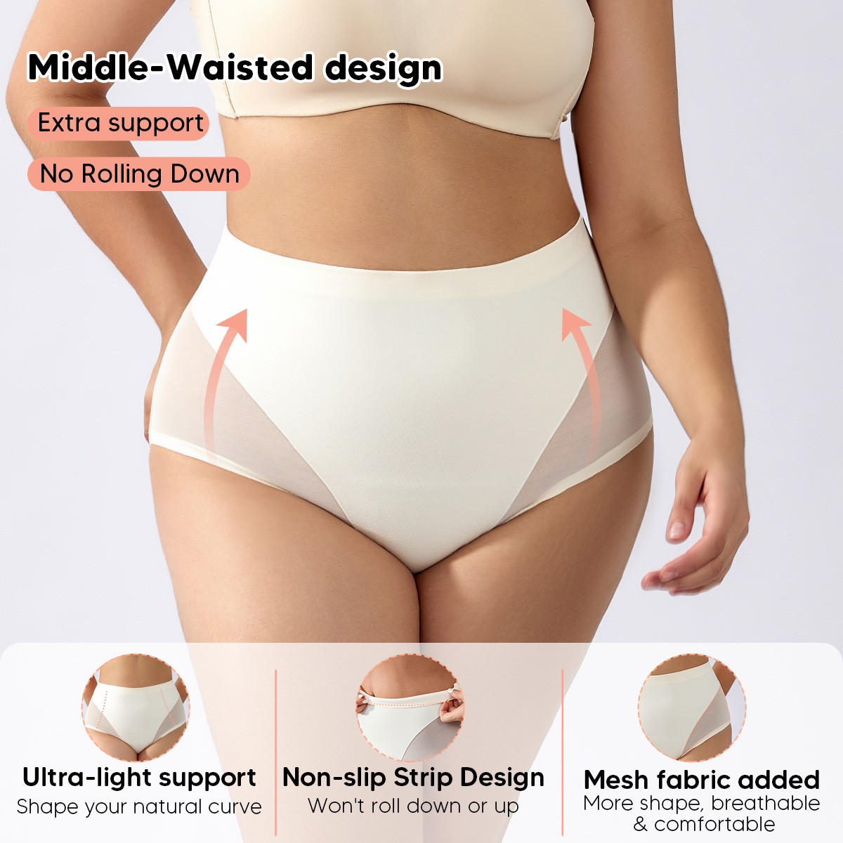 Plus Size Women’s Tummy Control Shapewear Underwear Seamless Body Shaper Panties