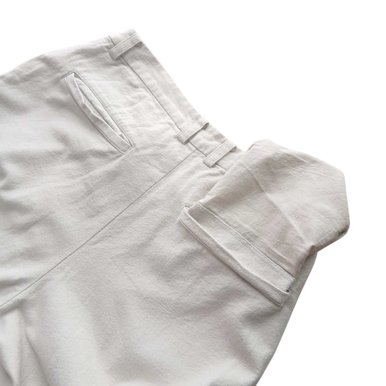 evam eva Cotton Silk Pants Ivory Off White Trousers Slub Made in Japan Minimalis