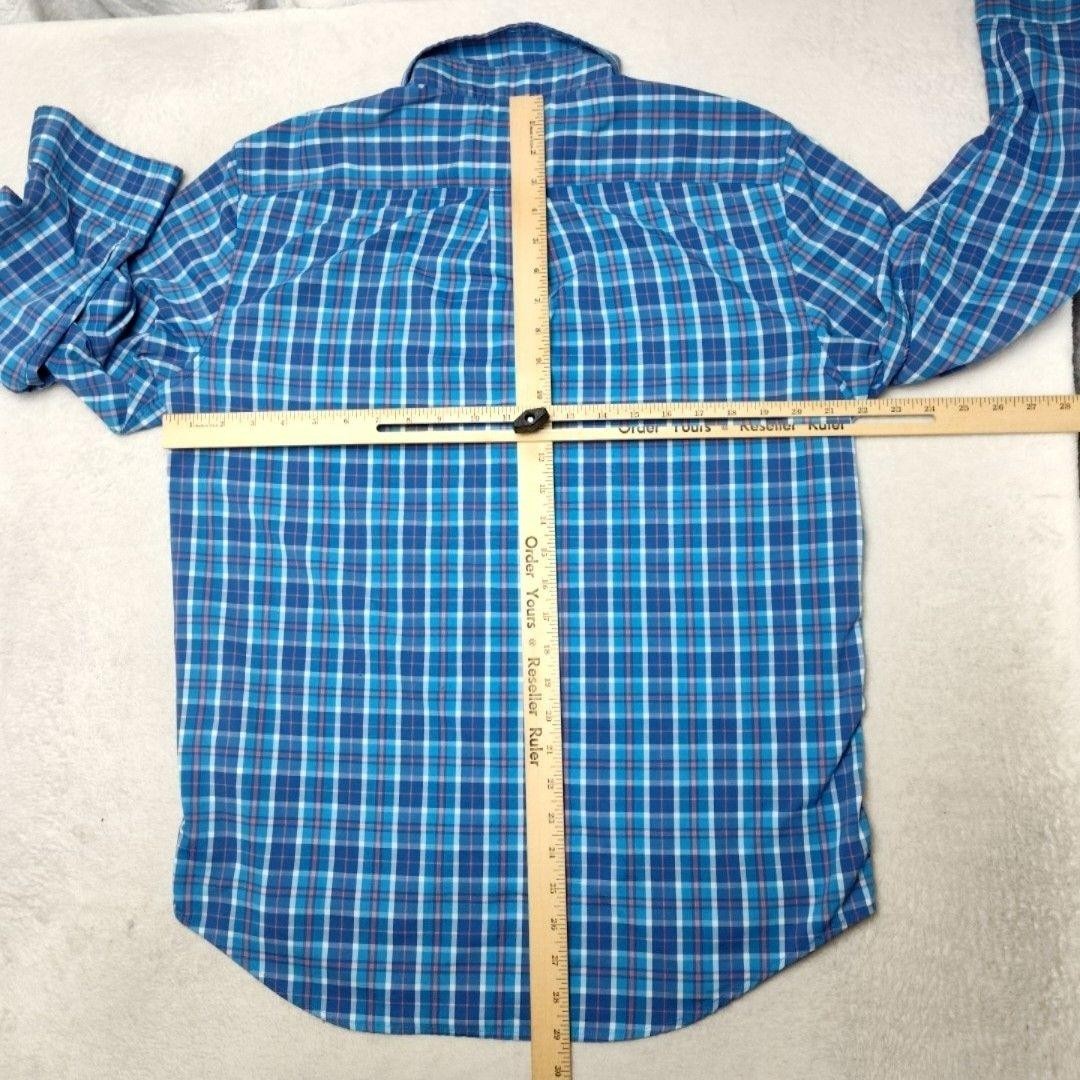 Vineyard Vines Shirt Mens M Blue Plaid Button-Up Whale Shirt Nylon Polyester