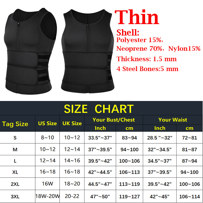 Men’s Neoprene Sauna Sweat Vest Body Shaper Shapewear Waist Trainer Loss Weight