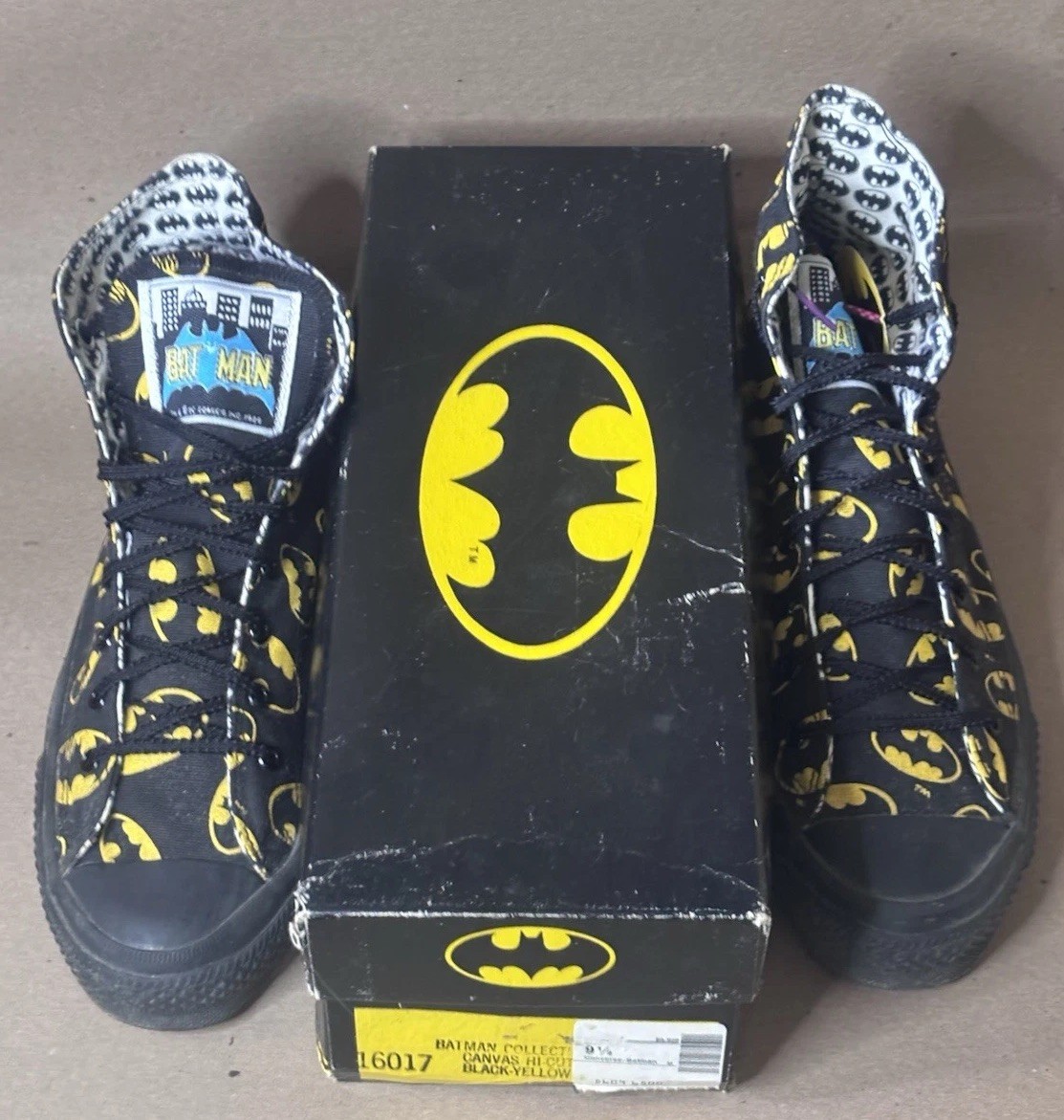 Converse Batman Collection Canvas Hi-Cut Sneakers Mens Size 9.5 Black Yellow
