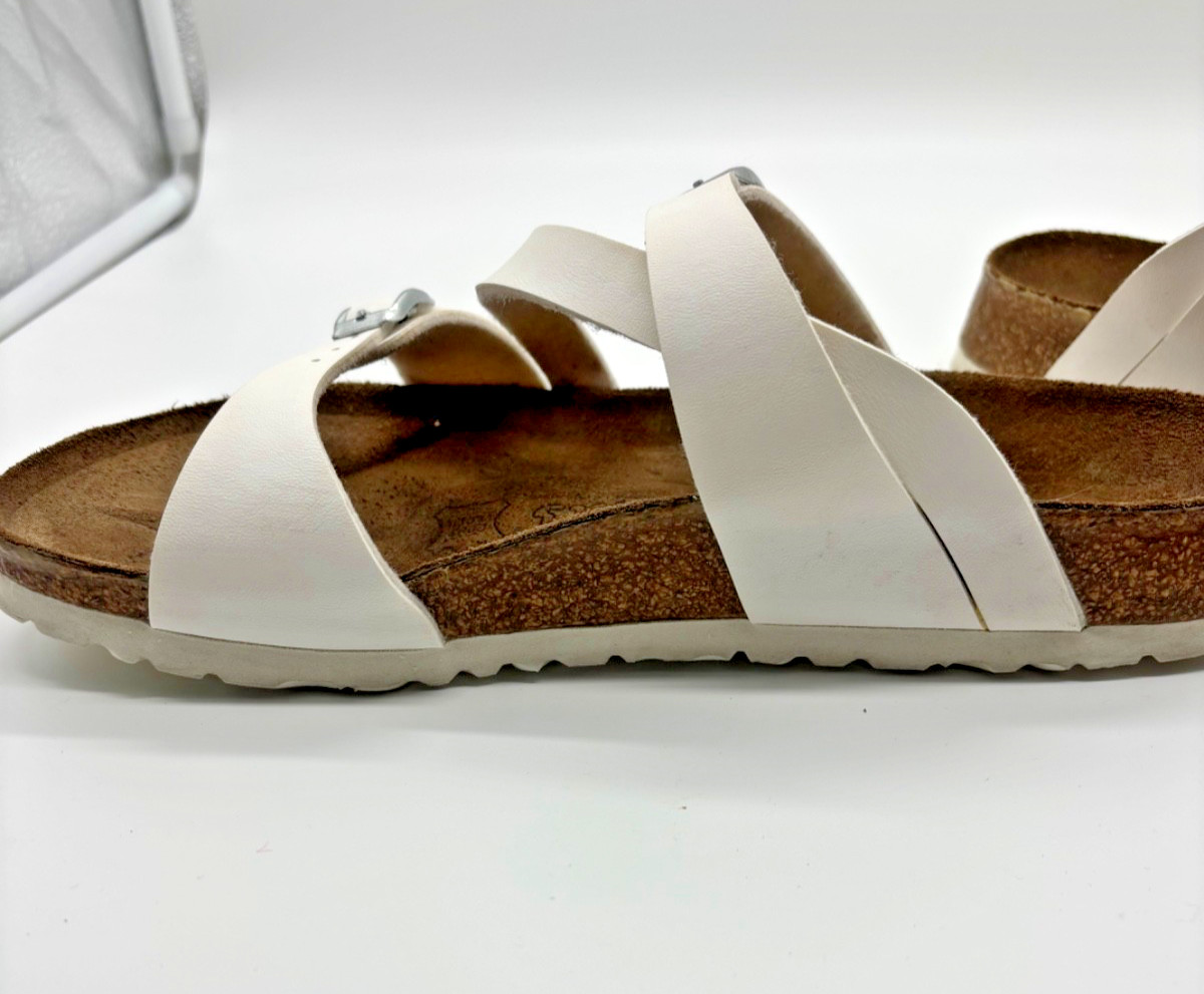 Birkenstock Birki’s Salina Sandals White Strappy Buckle Slides EU 40 US 9