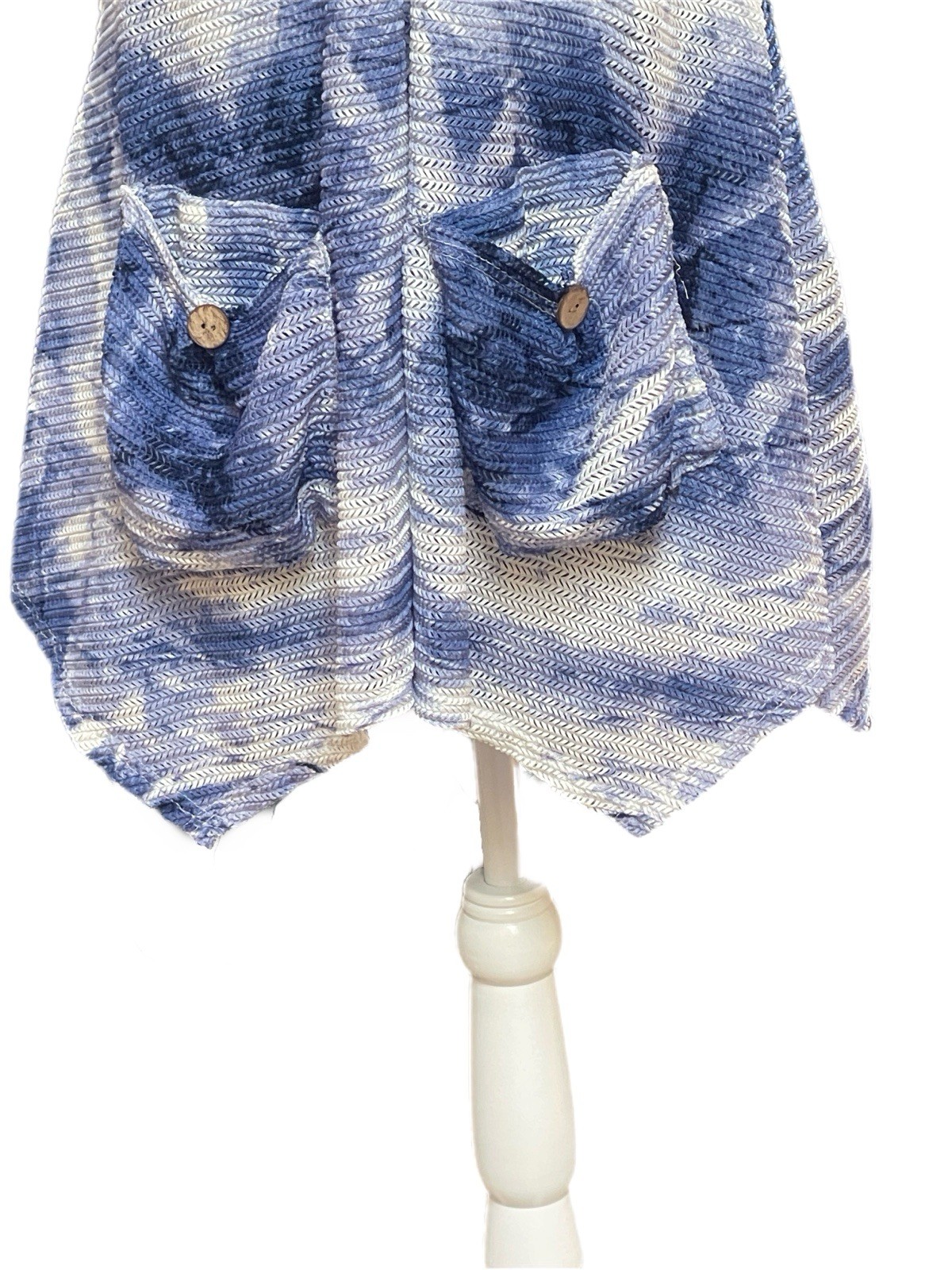 India Boutique Sleeveless Blue Tie-Dye V-Neck Tunic Summer Vacation
