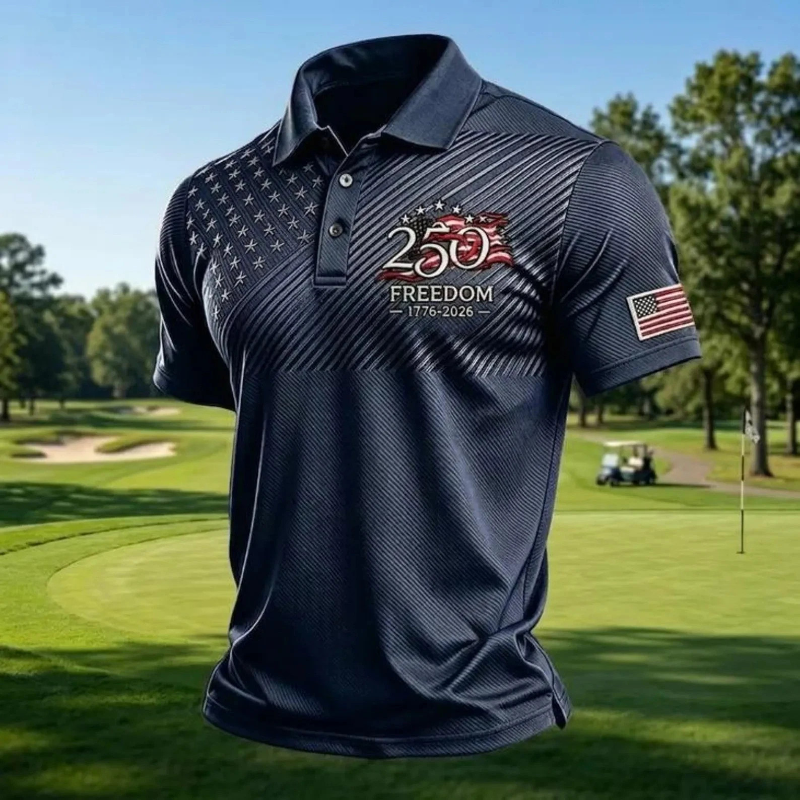 250th Anniversary Polo Shirt 1776-2026, American Flag Patriotic Polo Shirt