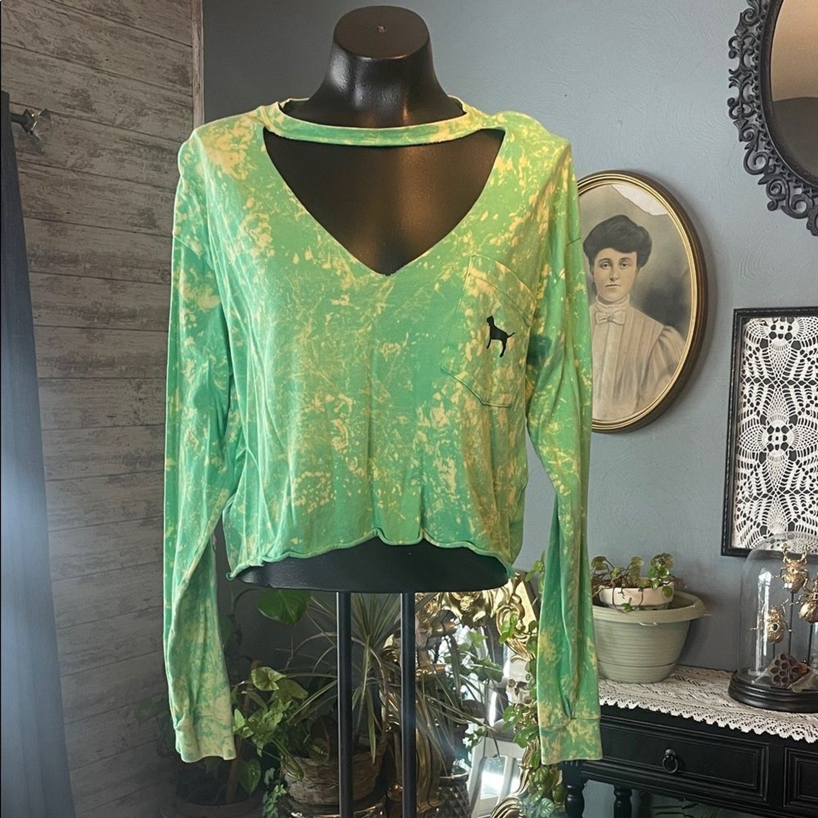 Victoria’s Secret Green Tie-Dye Crop Top