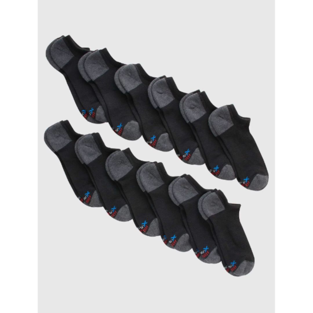 No-Show Socks 12-Pack Hanes Mens FreshIQ X-Temp Active Cool Comfort toe Wicking