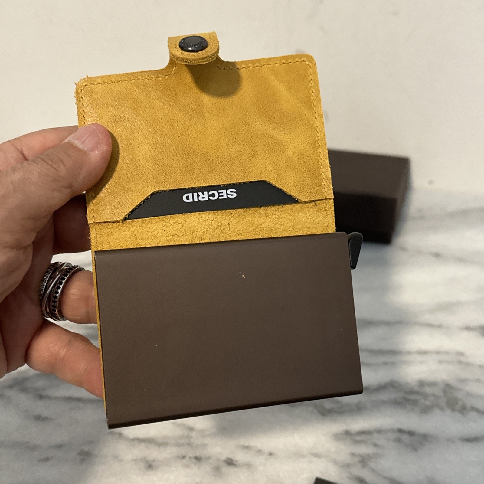 NEW Secrid Mini Wallet Unisex Leather RFID Protected Ocher New In Box NIP