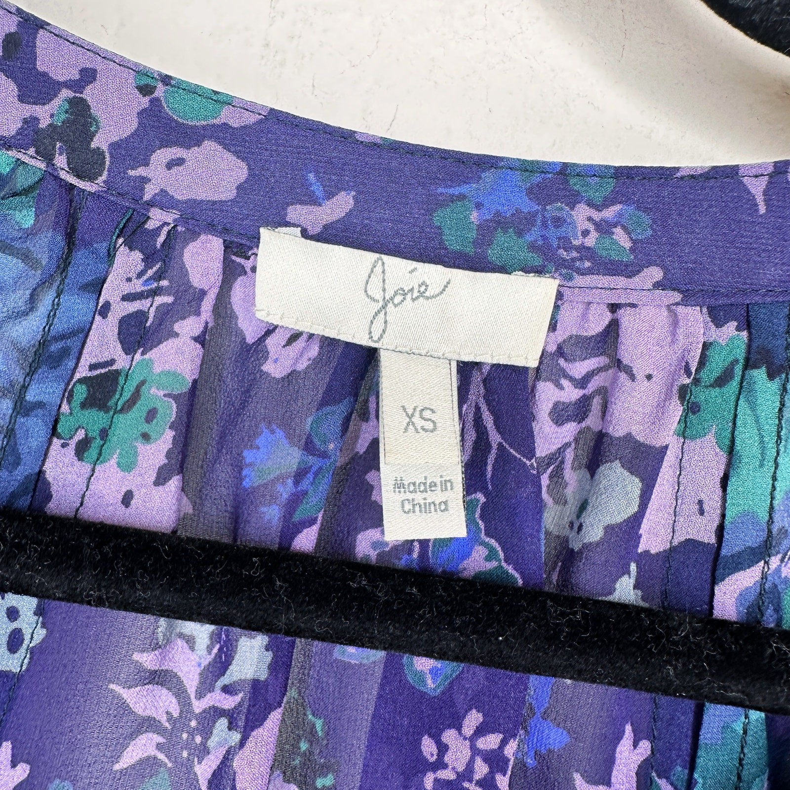NWOT Joie Gloria Silk Sheer Blue Green Purple Floral Puff Sleeve Blouse Top XS