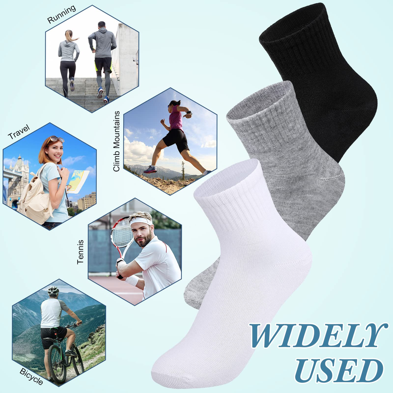 Lot 1-3 Pairs Mens Womens Ankle Quarter Crew Socks Sport Casual Cotton Socks US