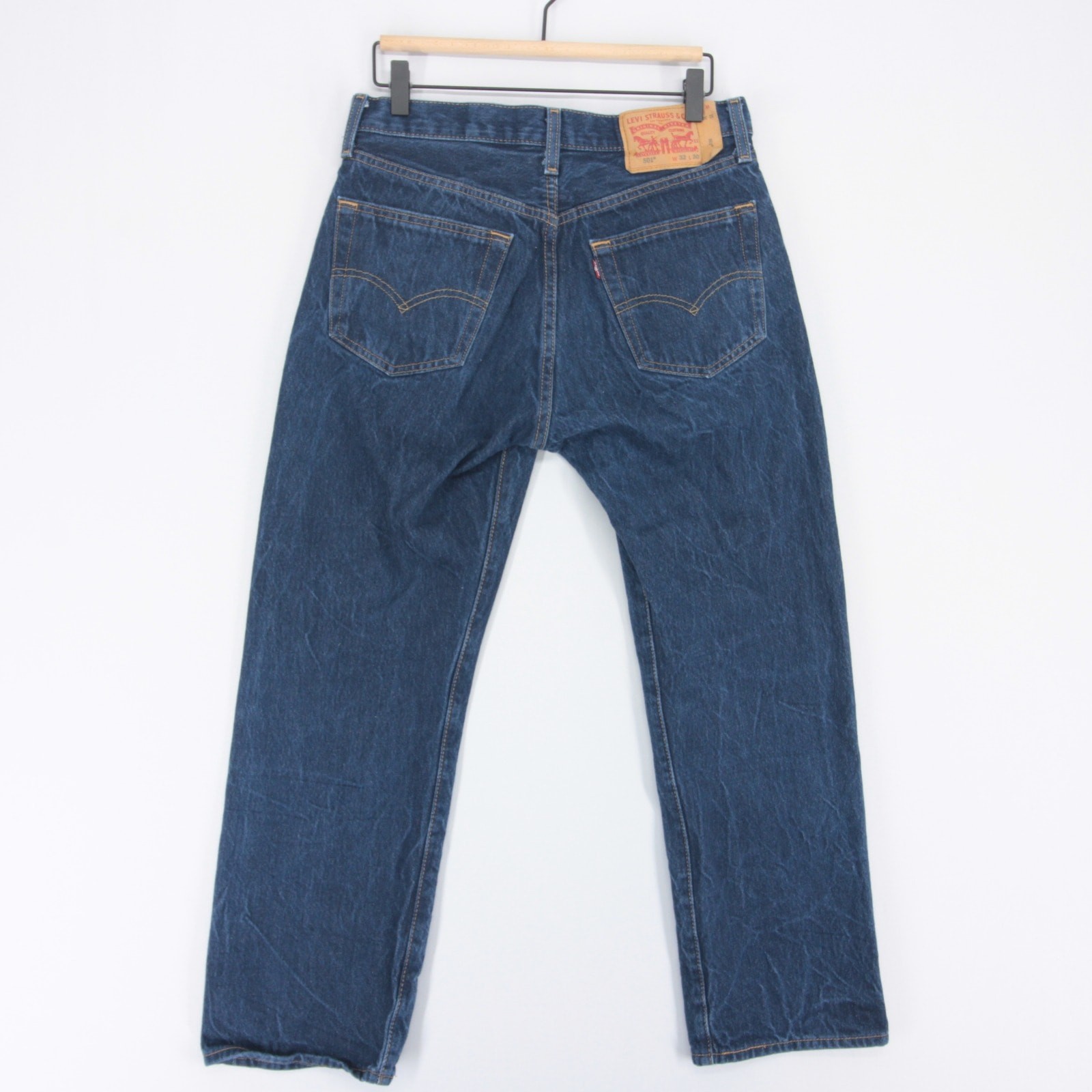 Levis 501 Jeans Mens 32×30 (30×26) Blue Shrink To Fit Straight Denim Button Fly