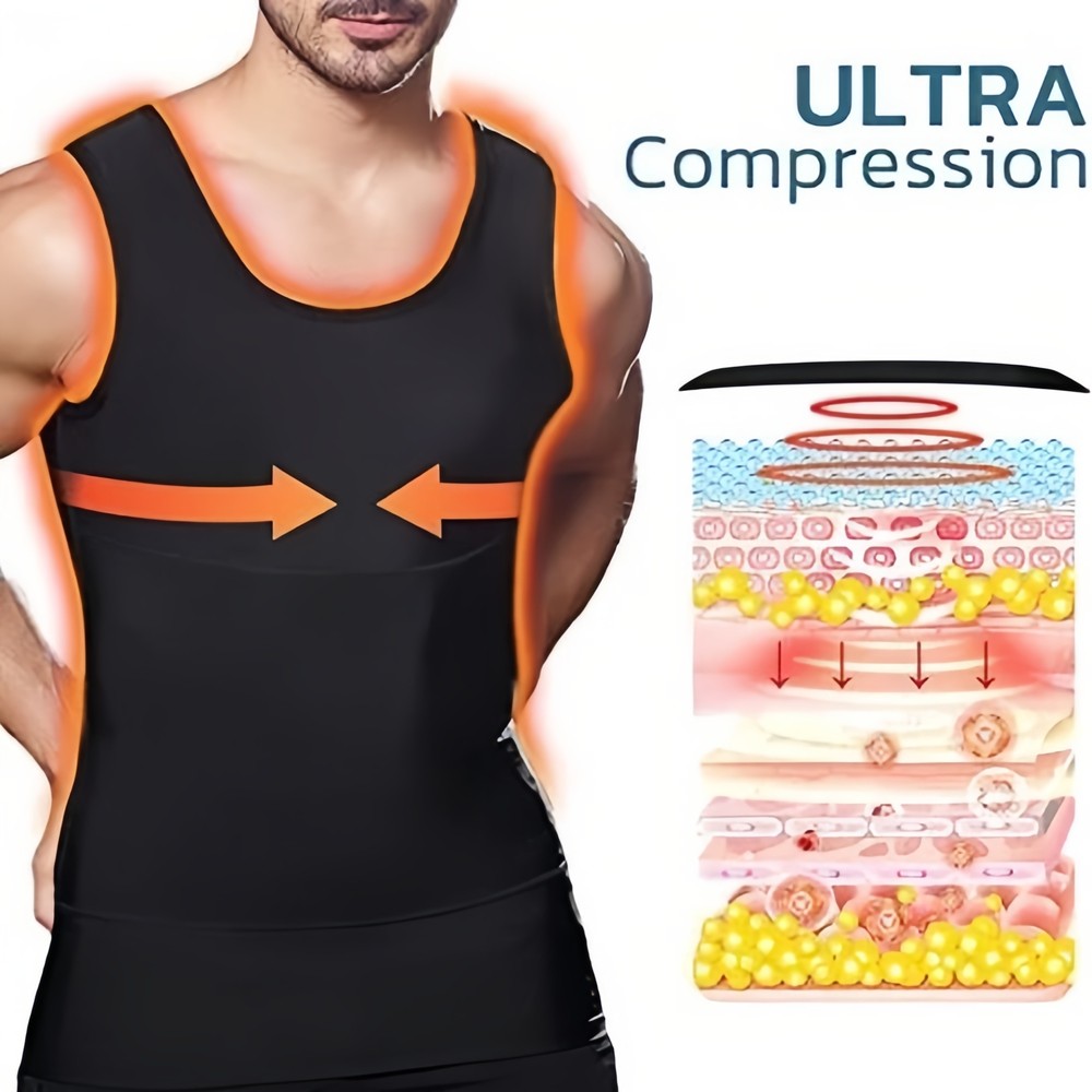 Men Slimming Body Shaper Waist Trainer Tank Top Fat Burn Belly Compression Vest