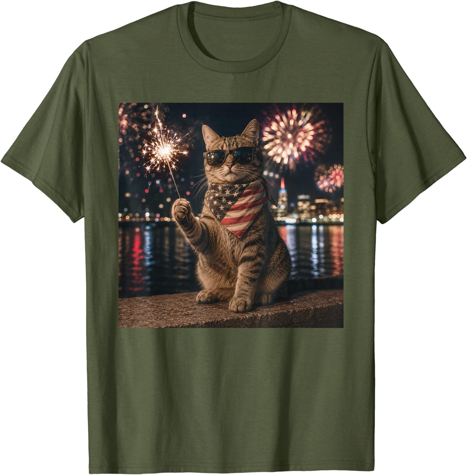 Funny Cat Fireworks Meme Patriotic 4th of July Cat Lovers T-Shirt