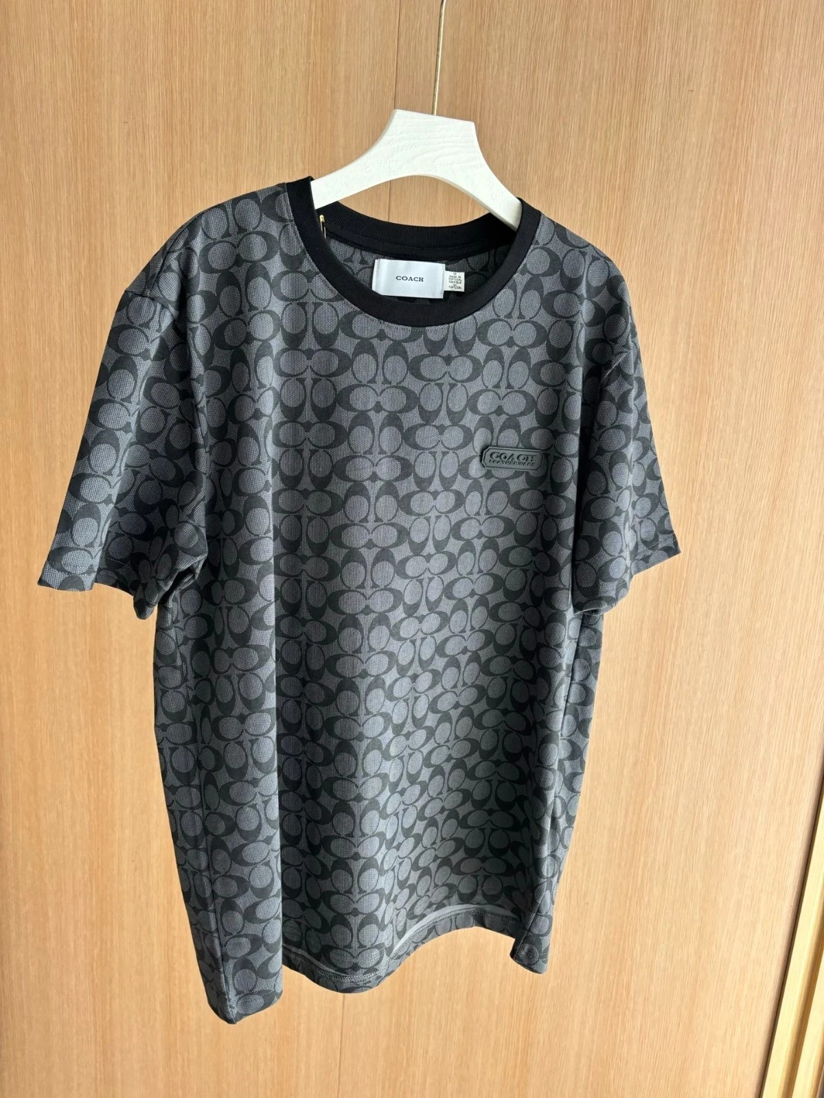 NWT COACH Women Men’s Unisex Black Brown printed T Shirt Organic Cotton