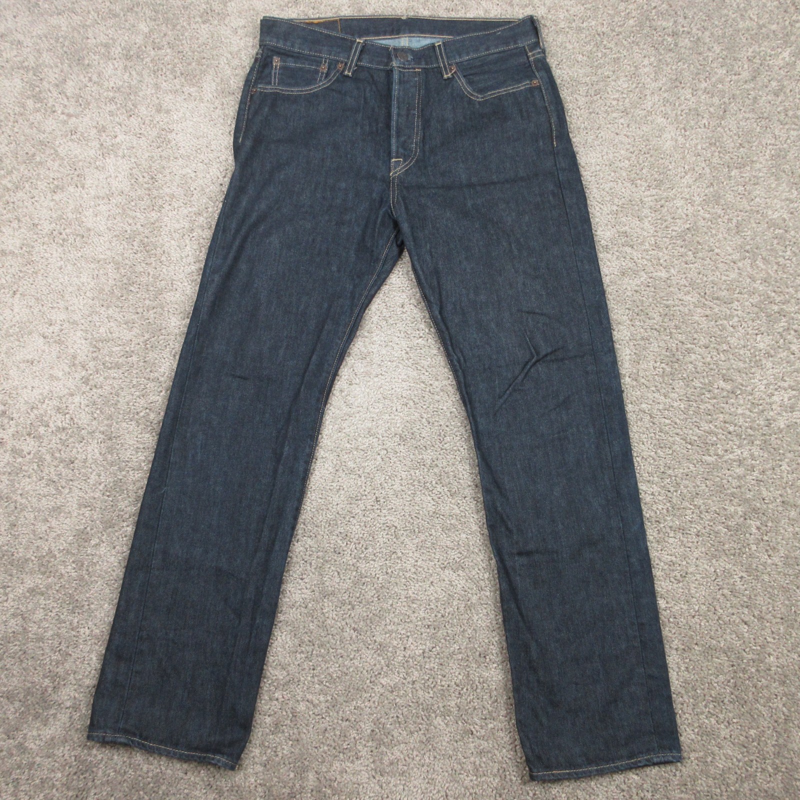 Levis Jeans Mens 30×30 Blue 501 Button Fly Original Straight Dark Denim Pants