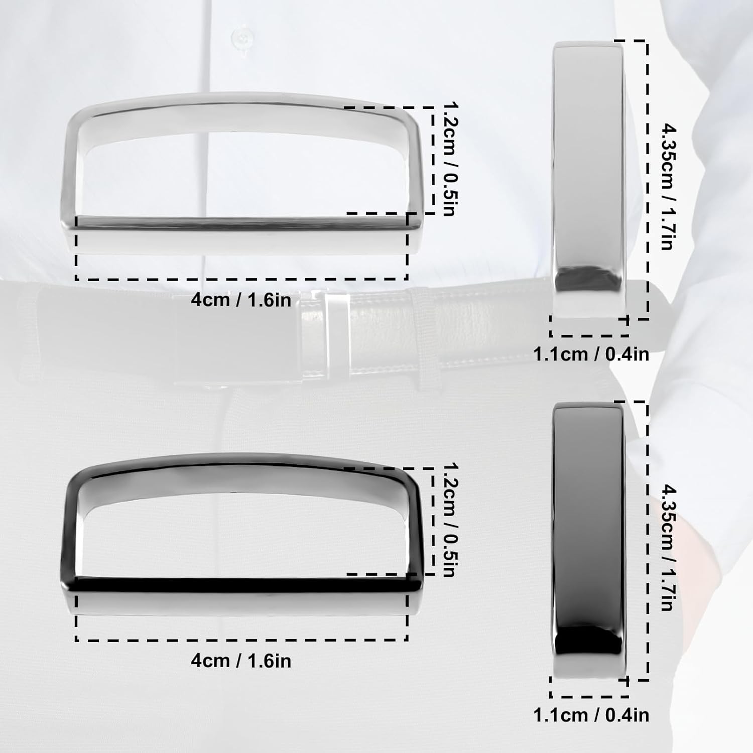 4PCS Anti-Slip Belt Keepers – 1.5″ Stainless Steel Loops for Men’s Belts, Black