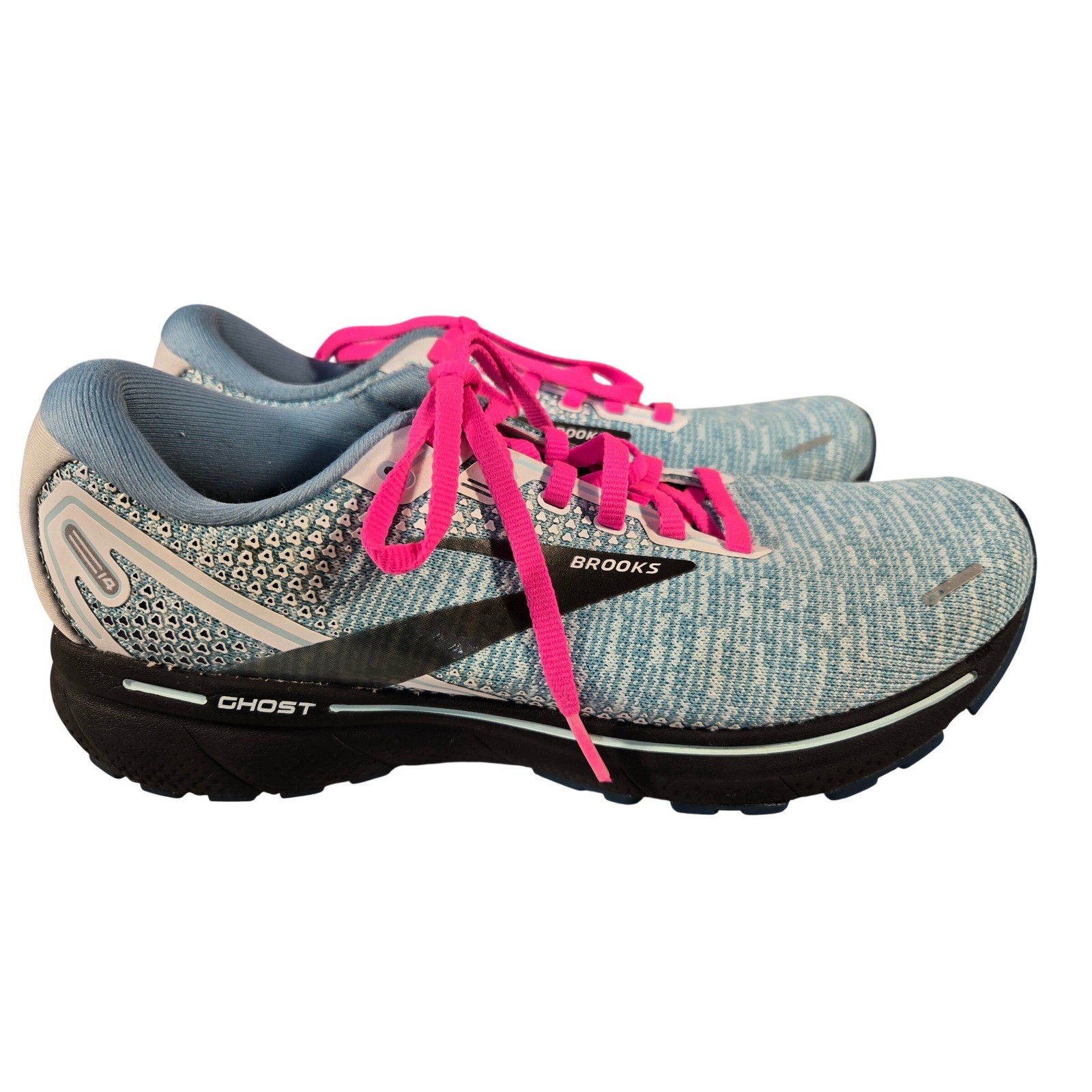 Brooks Ghost 14 Womens Running Shoes Blue Pink Knit Sneakers 1203561B141 Size 9