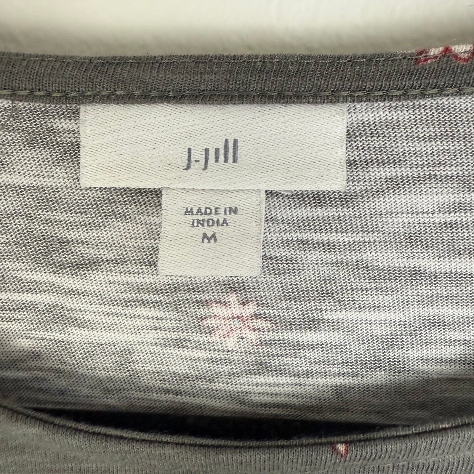 J.Jill Womens Caraway Sheath Short Sleeve Floral Pockets Grey/Red Dress Medium