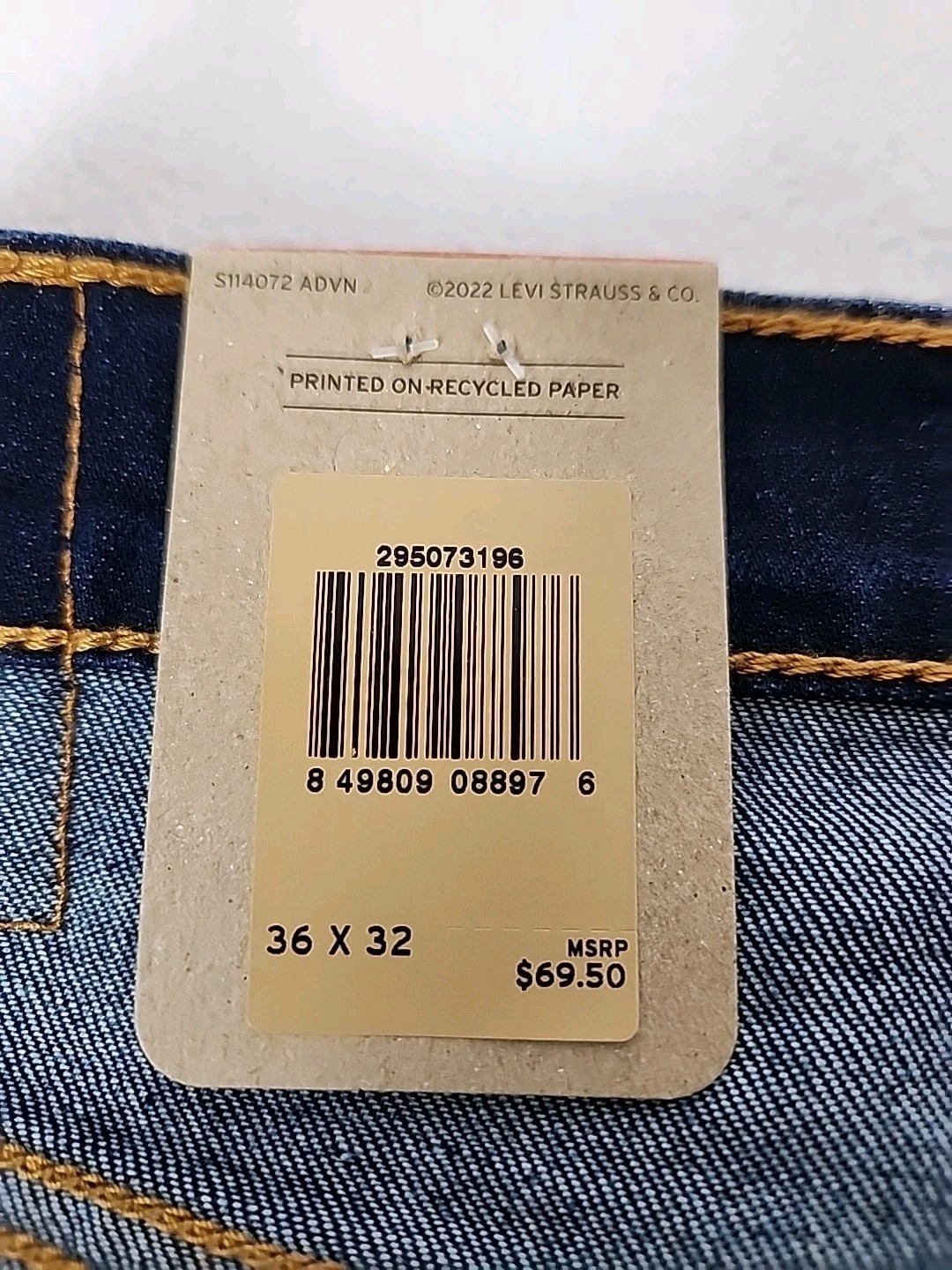 Levi’s 502 Regular Fit Zip Fly Tapered Leg Denim Jeans 36X32 Men’s Dark Blue