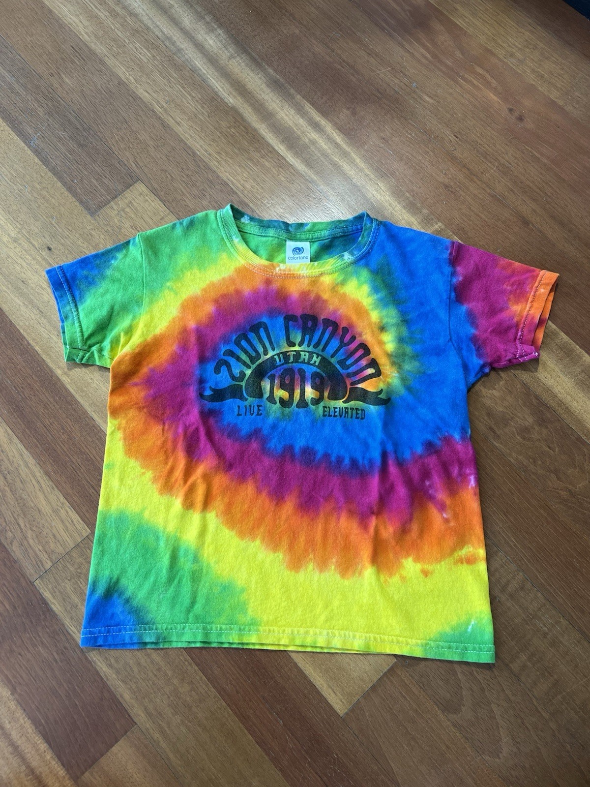 Zion Canyon Utah T-Shirt, Tie Dye, Colortone, XS Youth Size