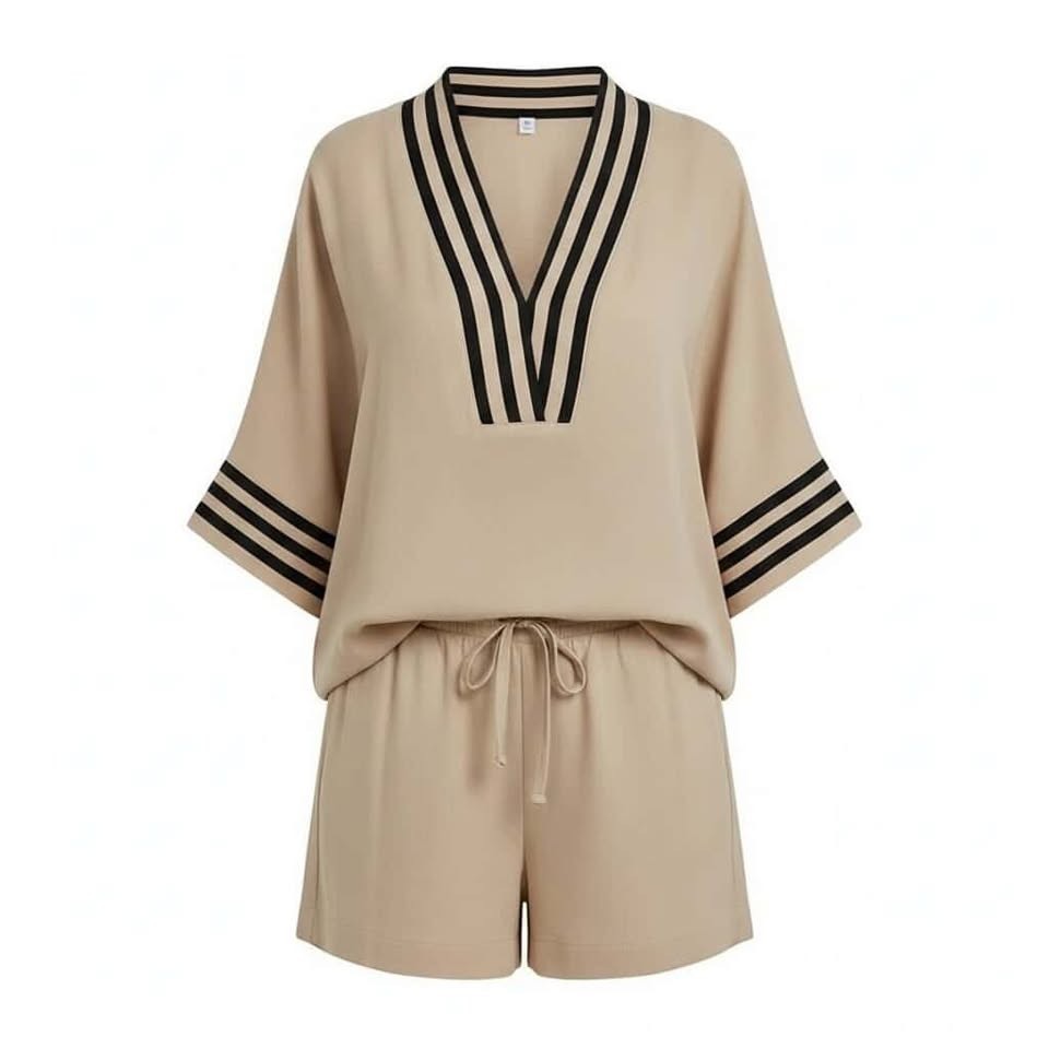 Women 2 Piece Outfit Summer Casual Set Batwing Sleeve Top Shorts Lounge Set S–5X
