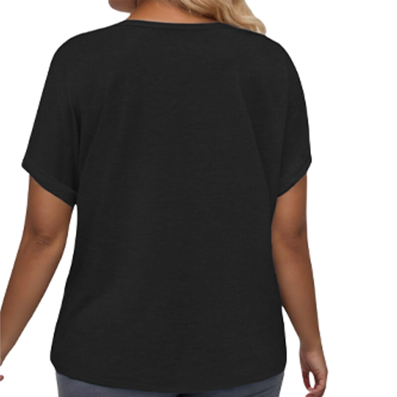Trendy Summer Tops, Plus Size Women V Neck Rolled Sleeve Tees