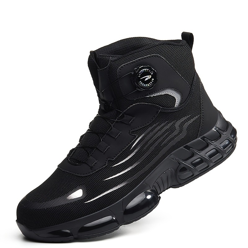 Men Safety Toe Work Boots Rotating Buckle Breathable Non-Slip Steel Toe Sneakers