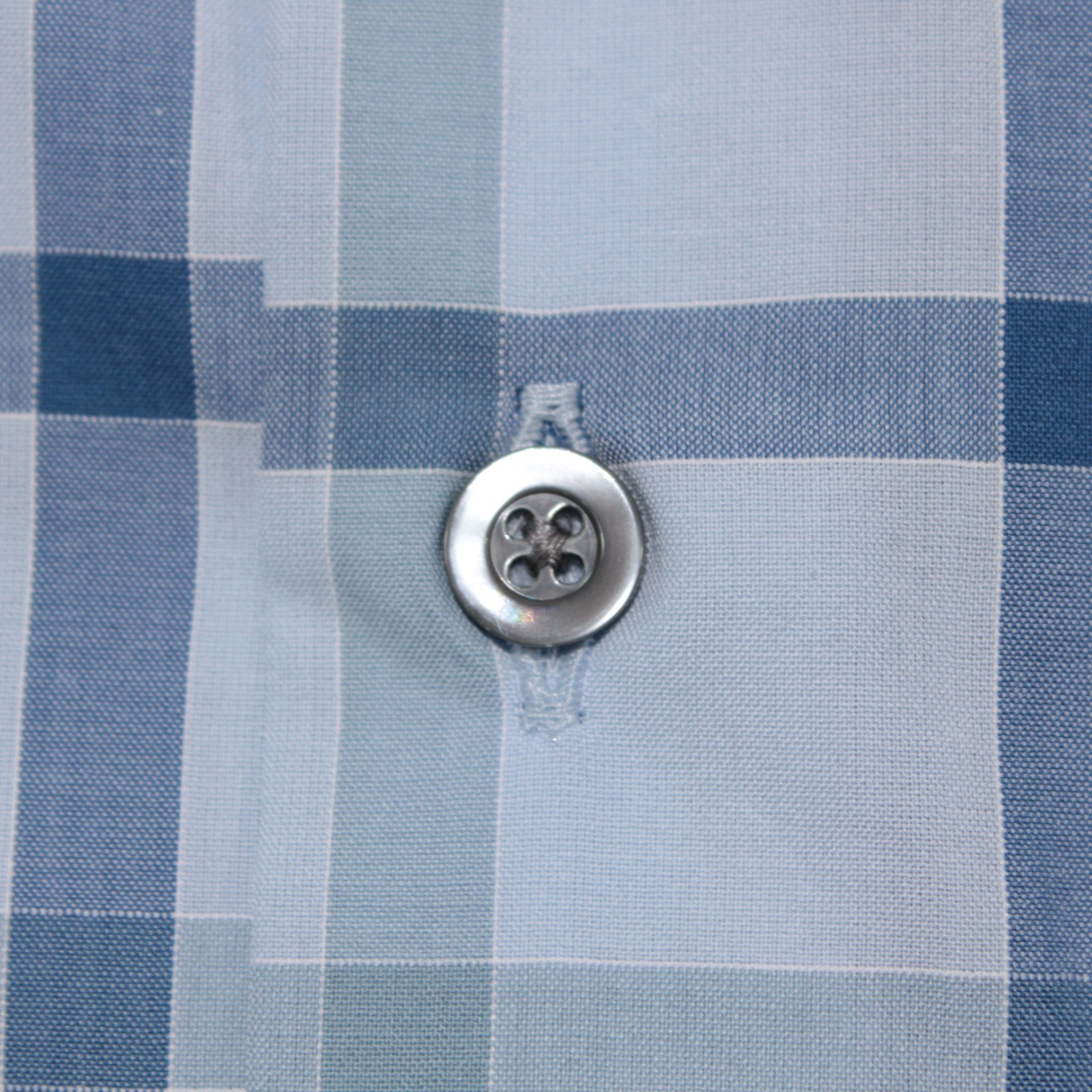 Ravazzolo NWT Dress Shirt Size 44 17.5 in Shades of Blue Plaid 100% Cotton