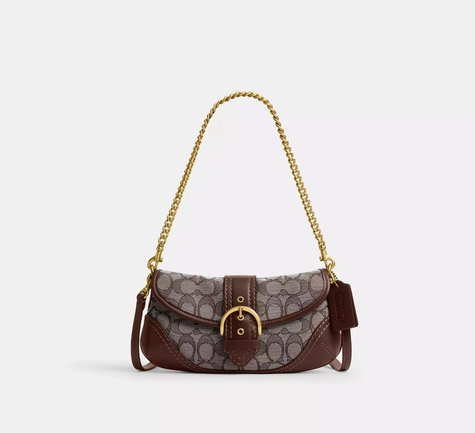 COACH CAN45 Soho Bag 25 In Signature Jacquard Oak Maple Brass Outlet NEW