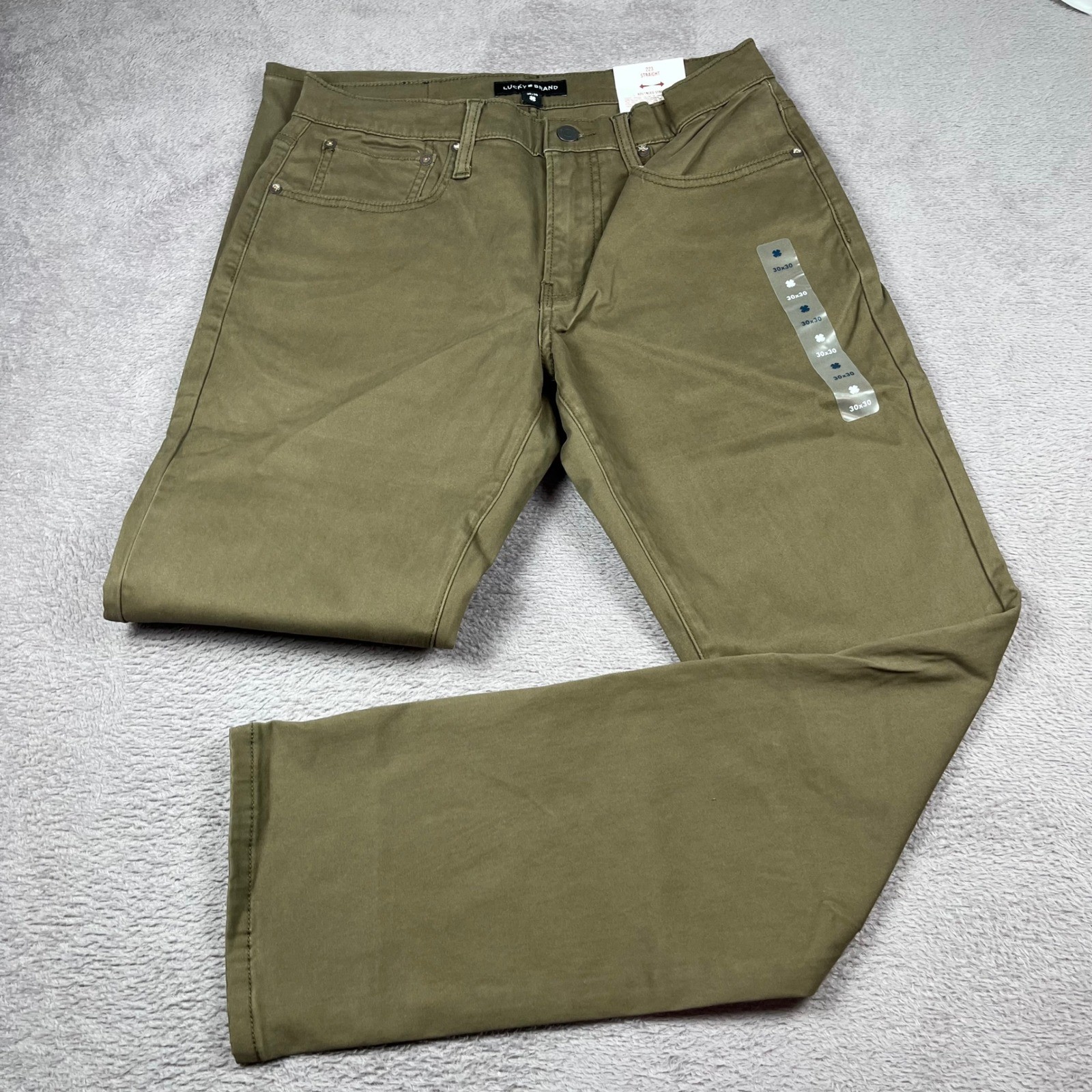Lucky Brand 223 Straight Advanced Stretch Olive Brown Pants Mens 30×30 NEW