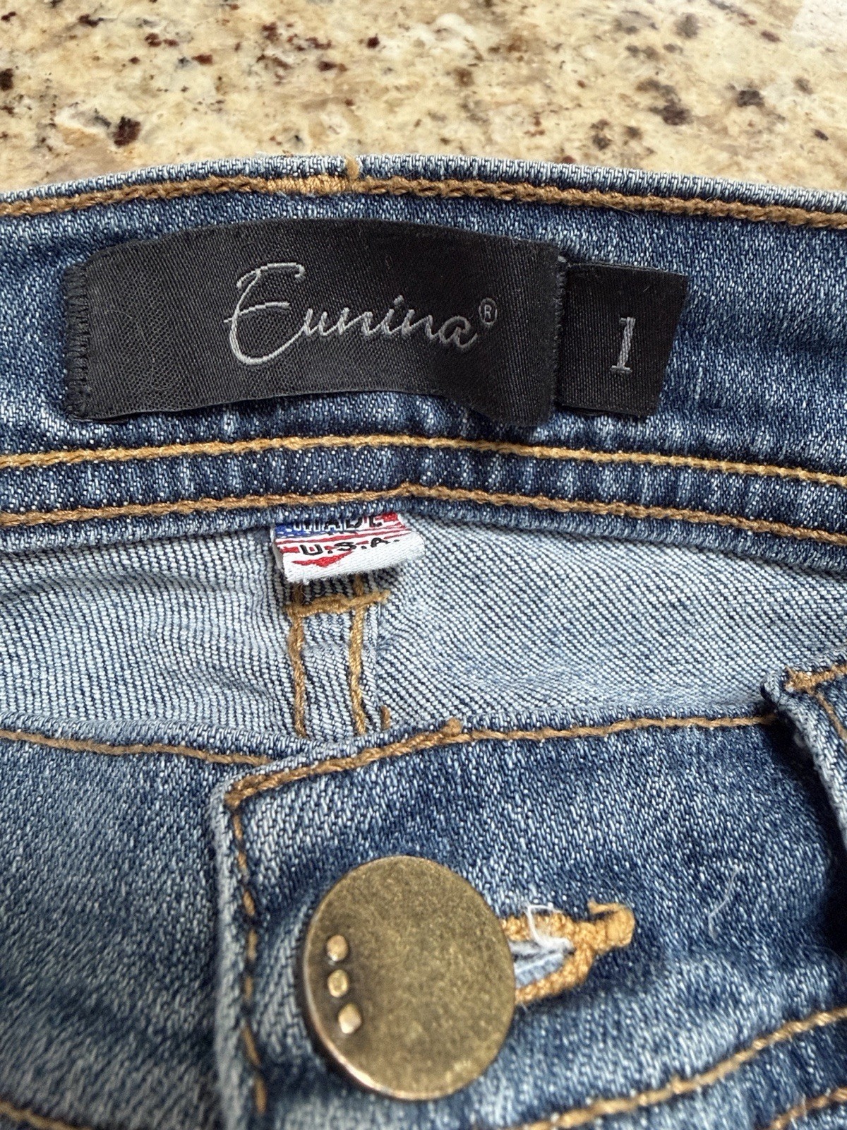 Eunina Blue Medium Wash Skinny Slim Fit Denim Jeans Button Zip 5-Pocket Women