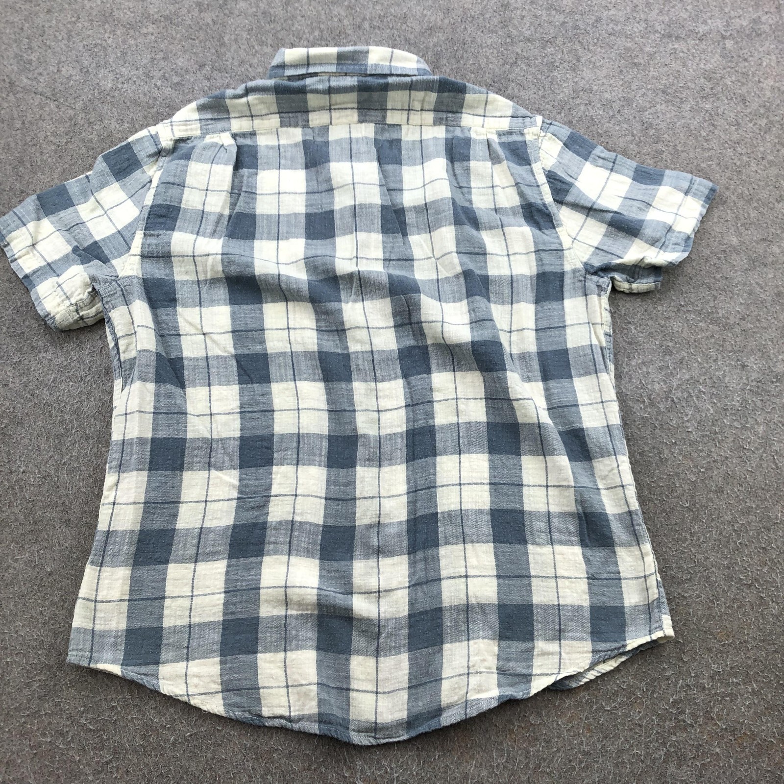 The Normal Brand Shirt Mens Large Blue Plaid Short Sleeve Button Up Casual