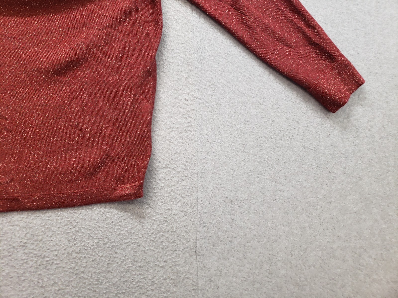 A N A Women Sweater L Red Metallic Knit Long Sleeve Pullover Cutout Back Warmer