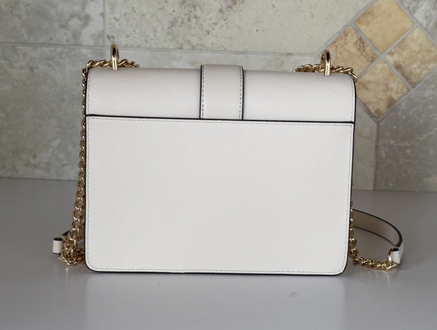 Michael Kors Greenwich Small Shoulder Flap Crossbody Bag Light Cream Multi