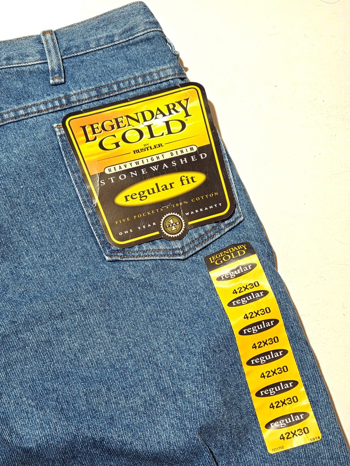 Rustler by Wrangler New Men’s Jeans 42×30 Regular Fit 100% Cotton NWT!