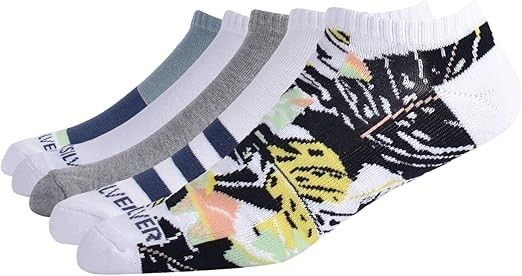 Quiksilver Mens Low Cut Socks 5-Pack Size 10-13 Assorted Pattern – NEW