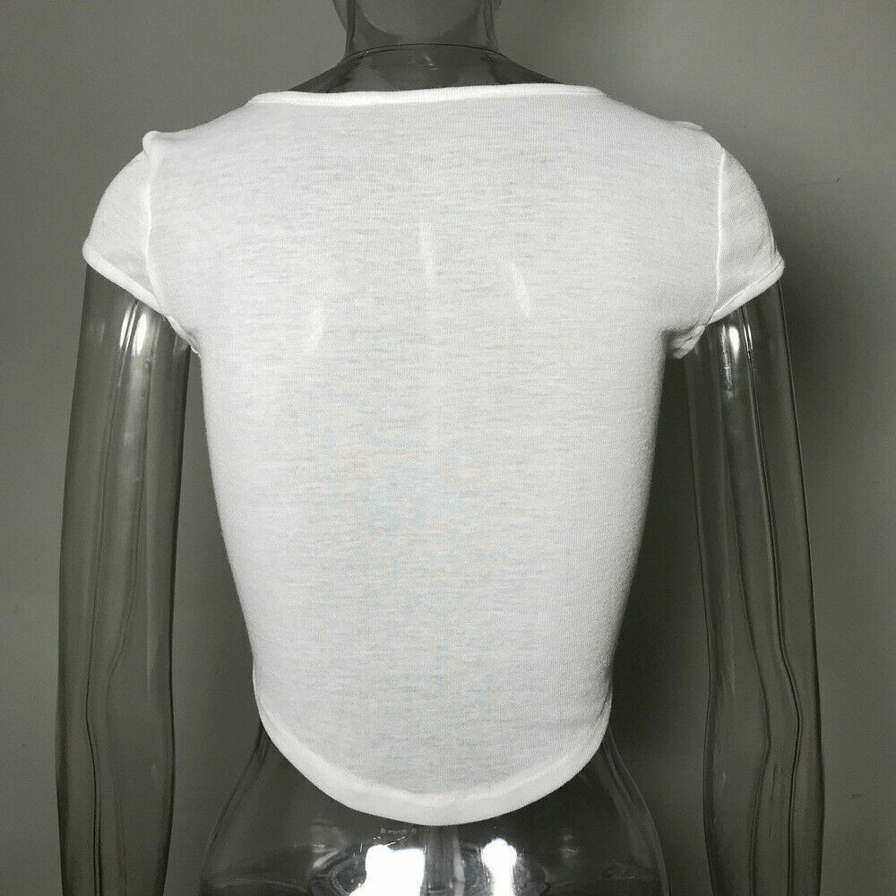Women’s Sheer Low Cut T-shirt Transparent See-through Crop Top Short Sleeve Tee