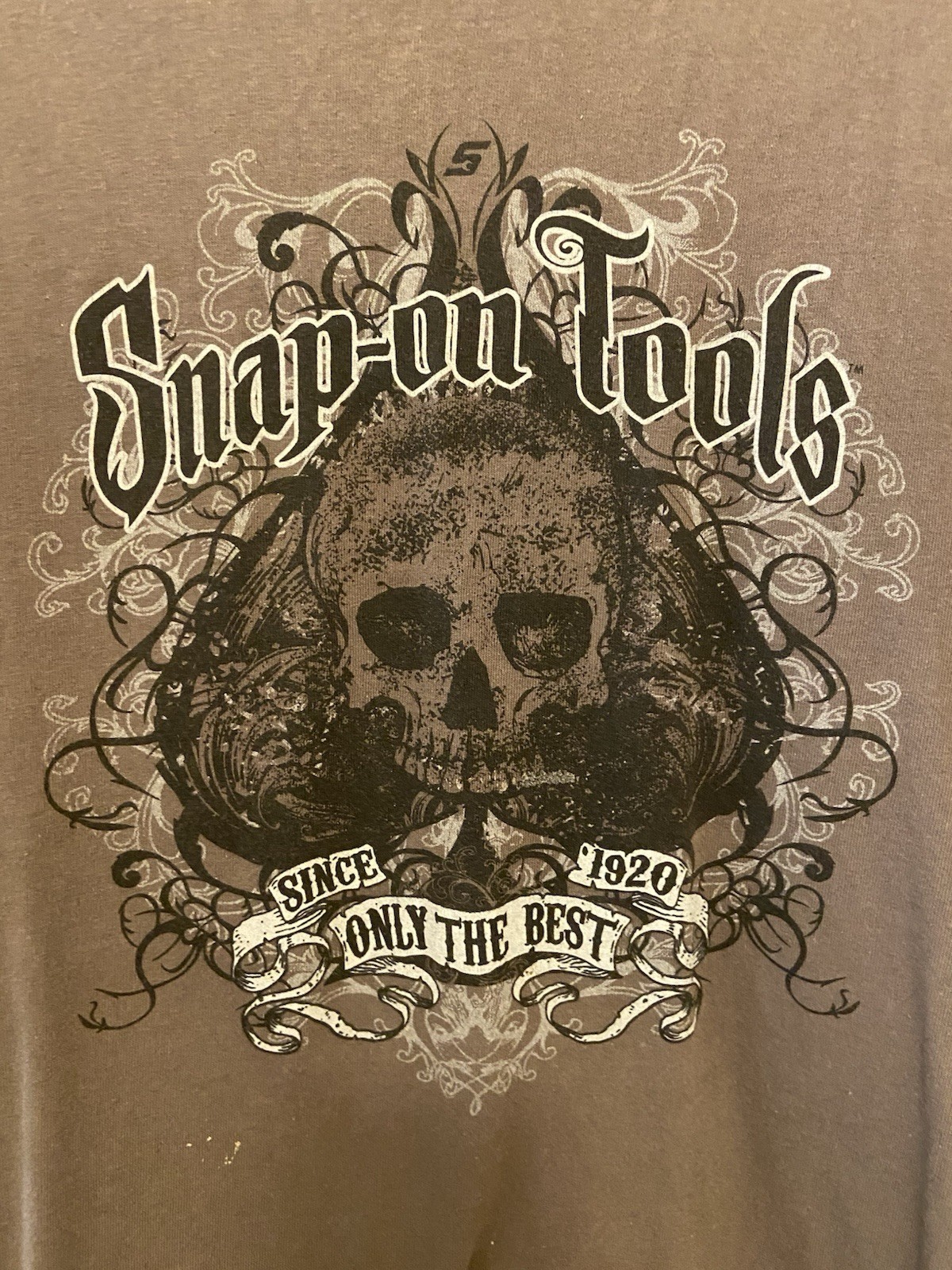 Snap-on Tools Men’s L Gray Cotton Skull Graphic Logo Crew Neck T-Shirt