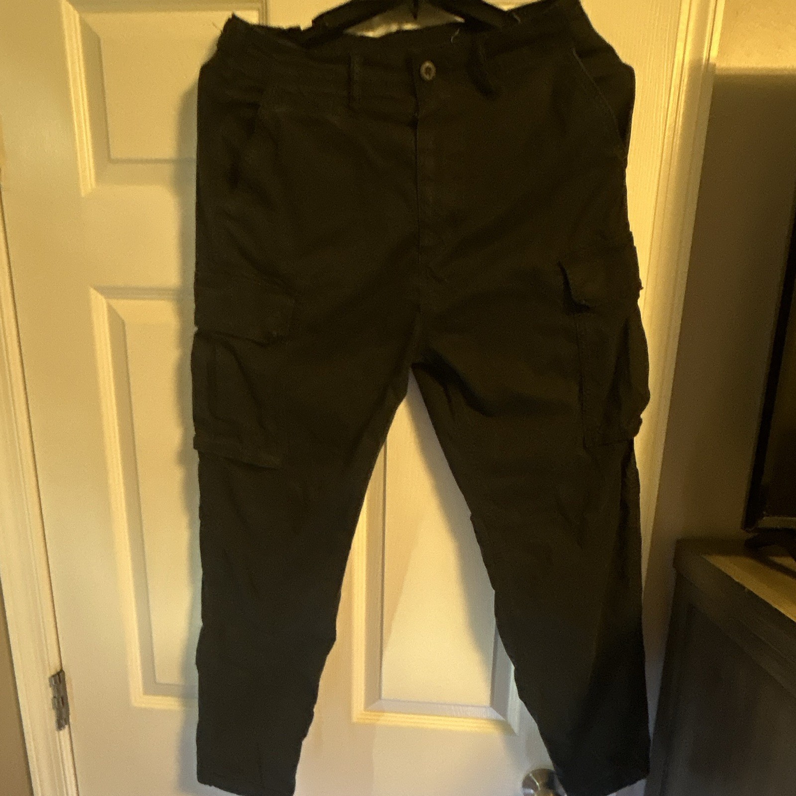 American Eagle Flex Black Cargo Pants Mens 30W Skinny Tapered Canvas Pockets