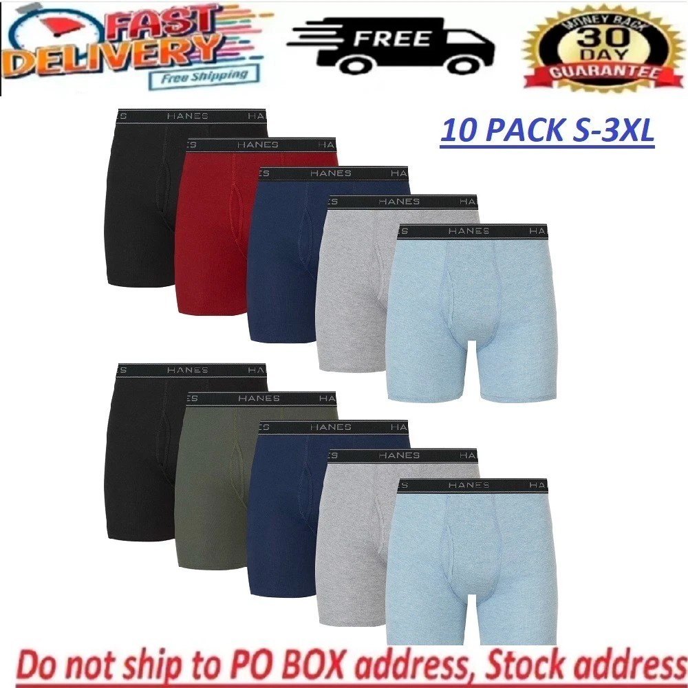 Hanes Men’s Super Value Pack Assorted Boxer Briefs, 10-Pack Soft and Breathable