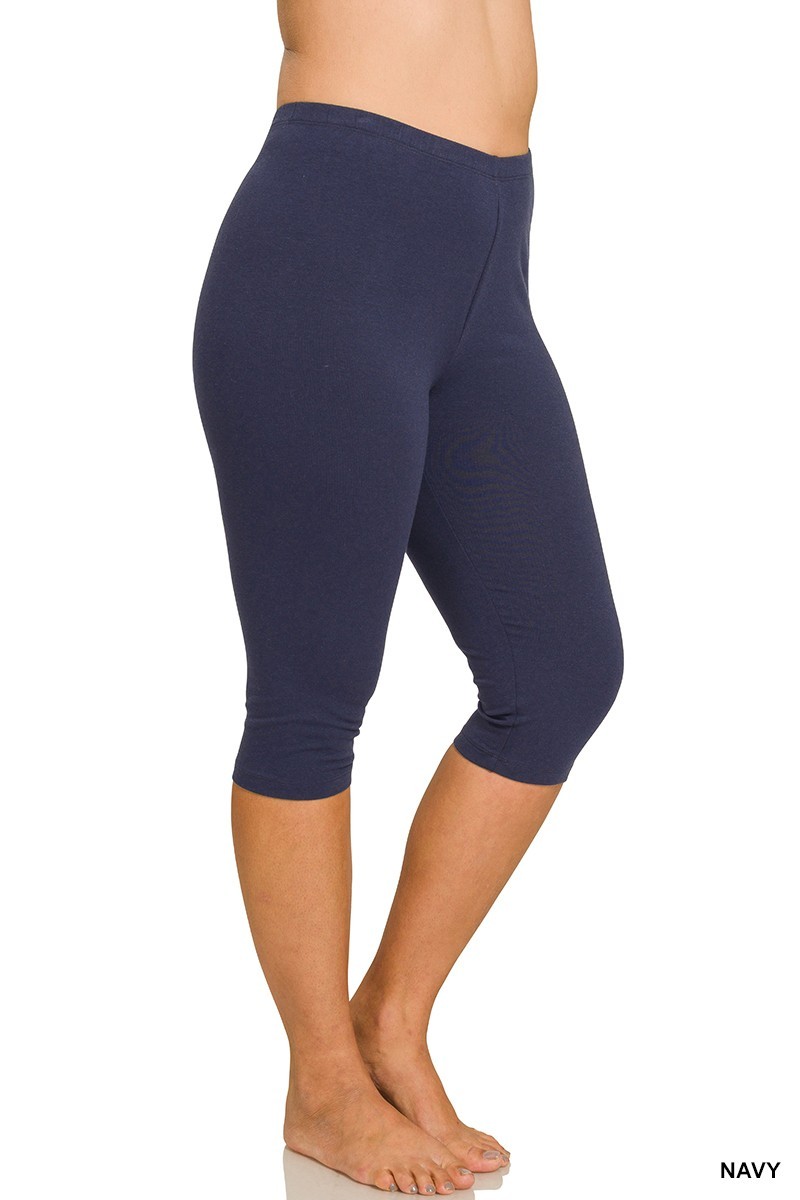 1XL 2XL 3XL Cotton Capri Leggings Soft Stretch Elastic Waist Yoga Light Workout