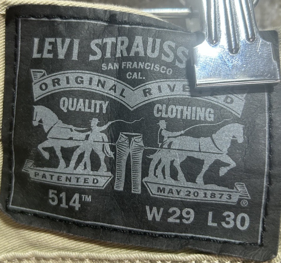 Levi’s Strauss 514 Straight Front Cotton Pants Tan Men’s Size 29×30