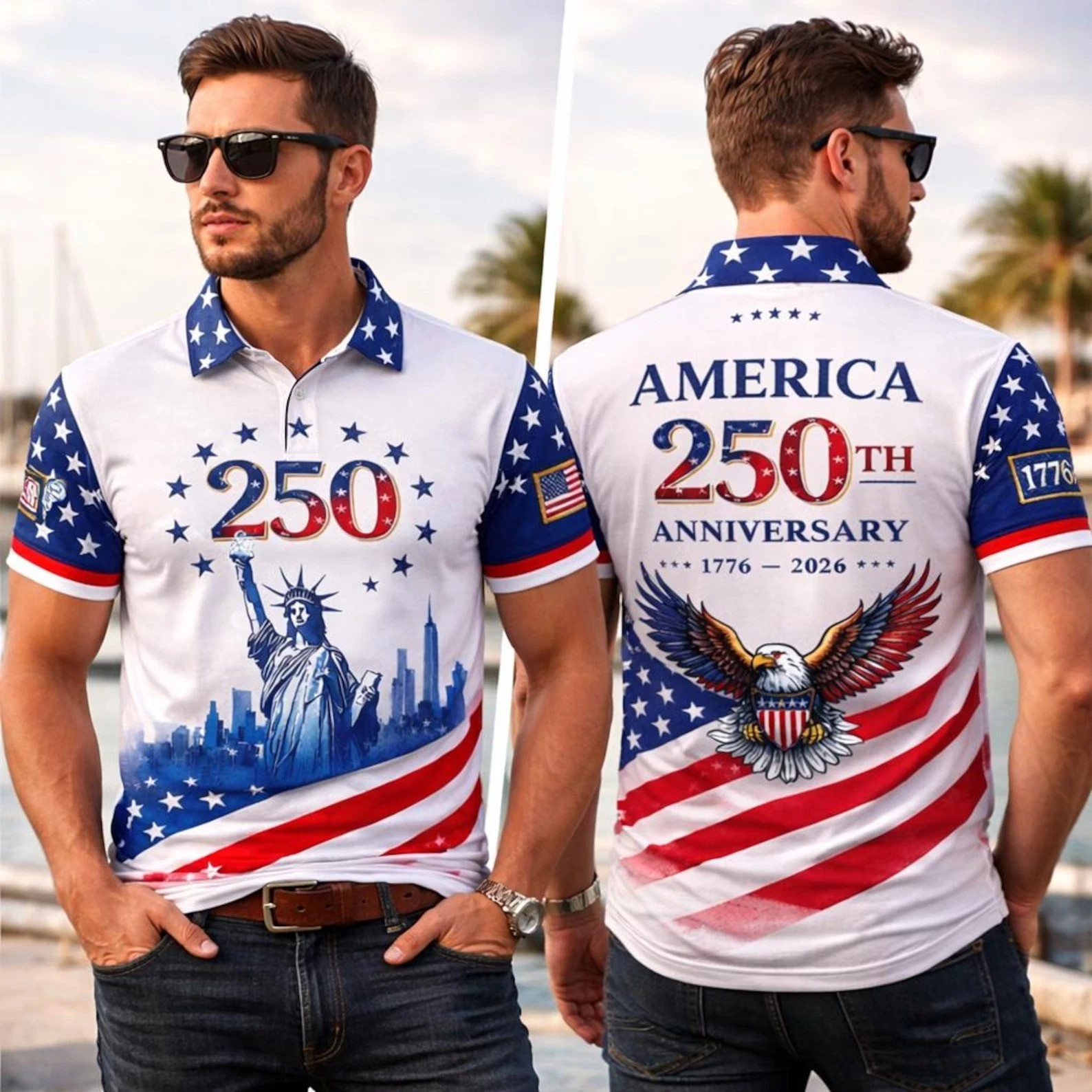 250th Anniversary Polo Shirt, 4th Of July Polo Shirt, Independence Day 1776 2026